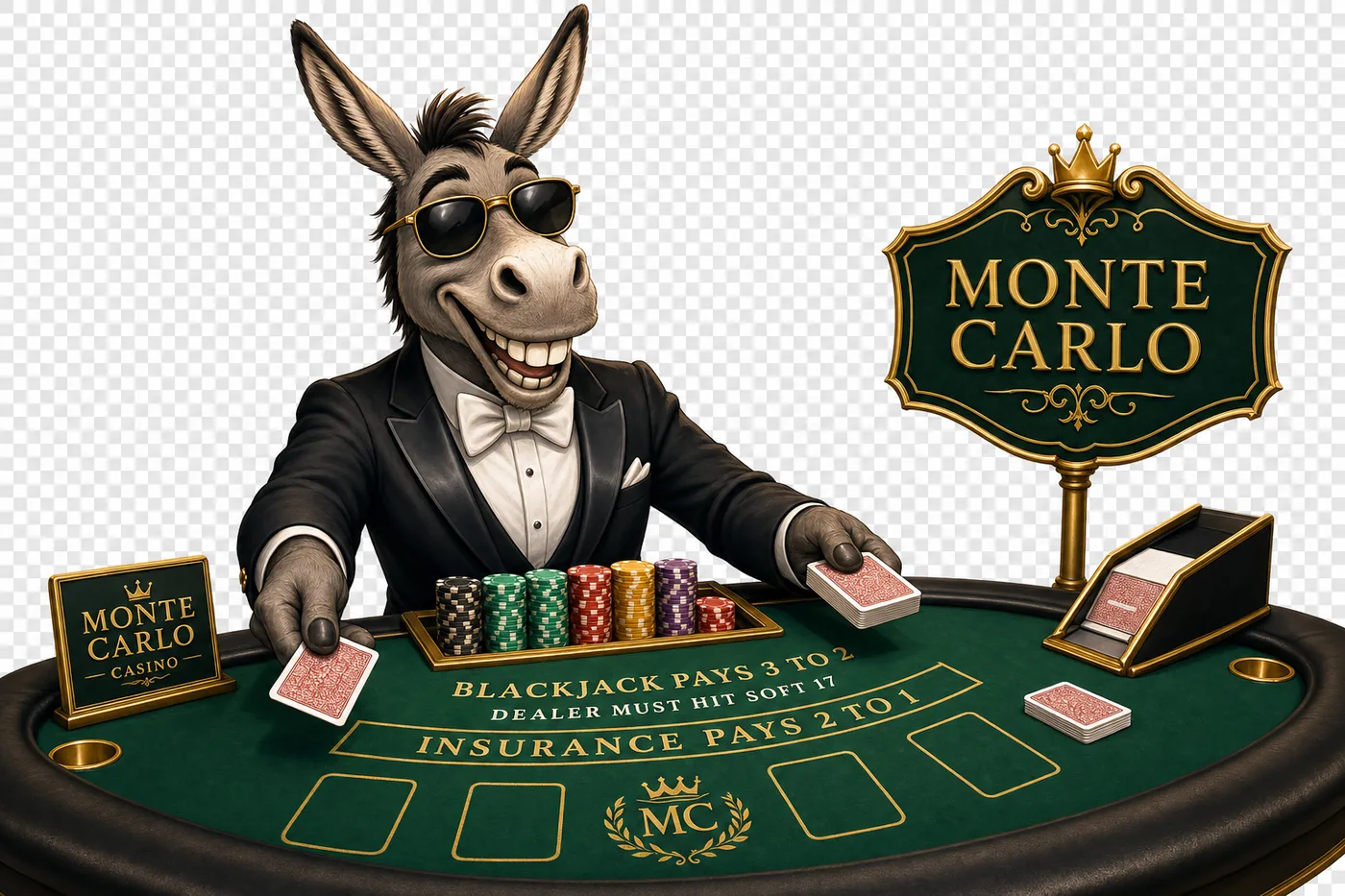 Badass mascot at a blackjack table