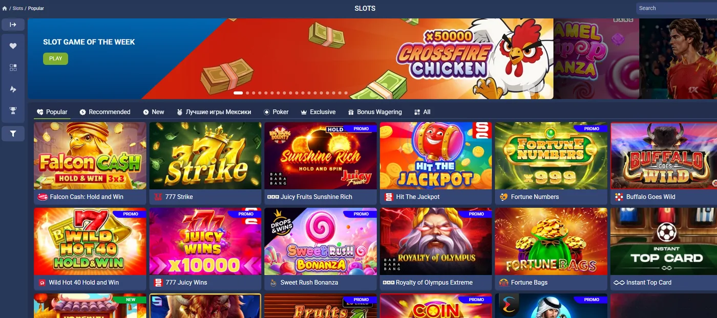 The 1xBet casino lobby: hundreds of slots from Pragmatic, NetEnt and Play'n GO tiled next to the 1xGames in-house catalogue.